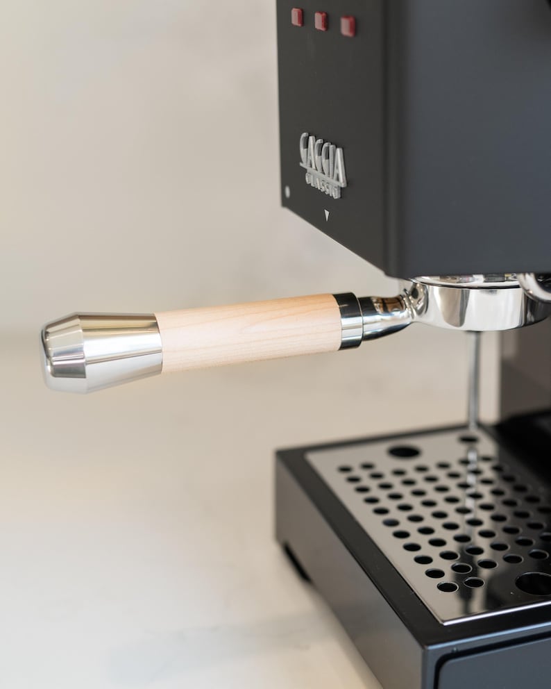 58mm fits Gaggia - Bottomless Portafilter fits Gaggia Espresso Machines-18-20g basket included Heavy Maple