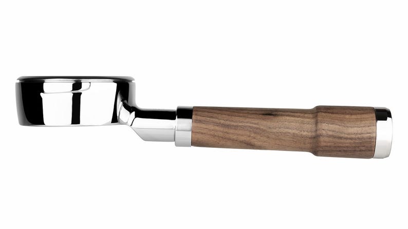 58mm fits Gaggia - Bottomless Portafilter fits Gaggia Espresso Machines-18-20g basket included Walnut FusionV3