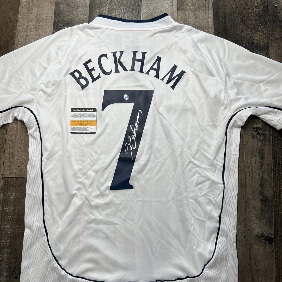 David Beckham Signed Jersey England Soccer Autograph COA - Etsy