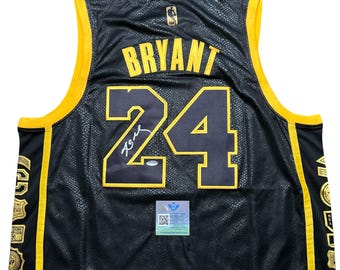 Kobe Bryant Signed Black Mamba Los Angeles Lakers Golden Edition Black Basketball Jersey #24 Autographed MVP Jersey Hologram COA
