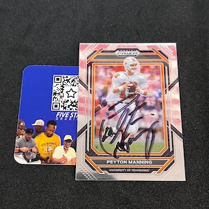 Peyton Manning handgesigneerde ruilkaart Tennessee Volunteers Colts Broncos handtekening hologram COA #18