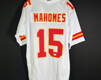 Autographed Patrick Mahomes Kansas City Chiefs White Football #15 Jersey COA Authentic!