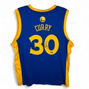 Stephen Curry Signed Jersey Golden State Warriors Autographed Blue NBA Basketball w/ COA