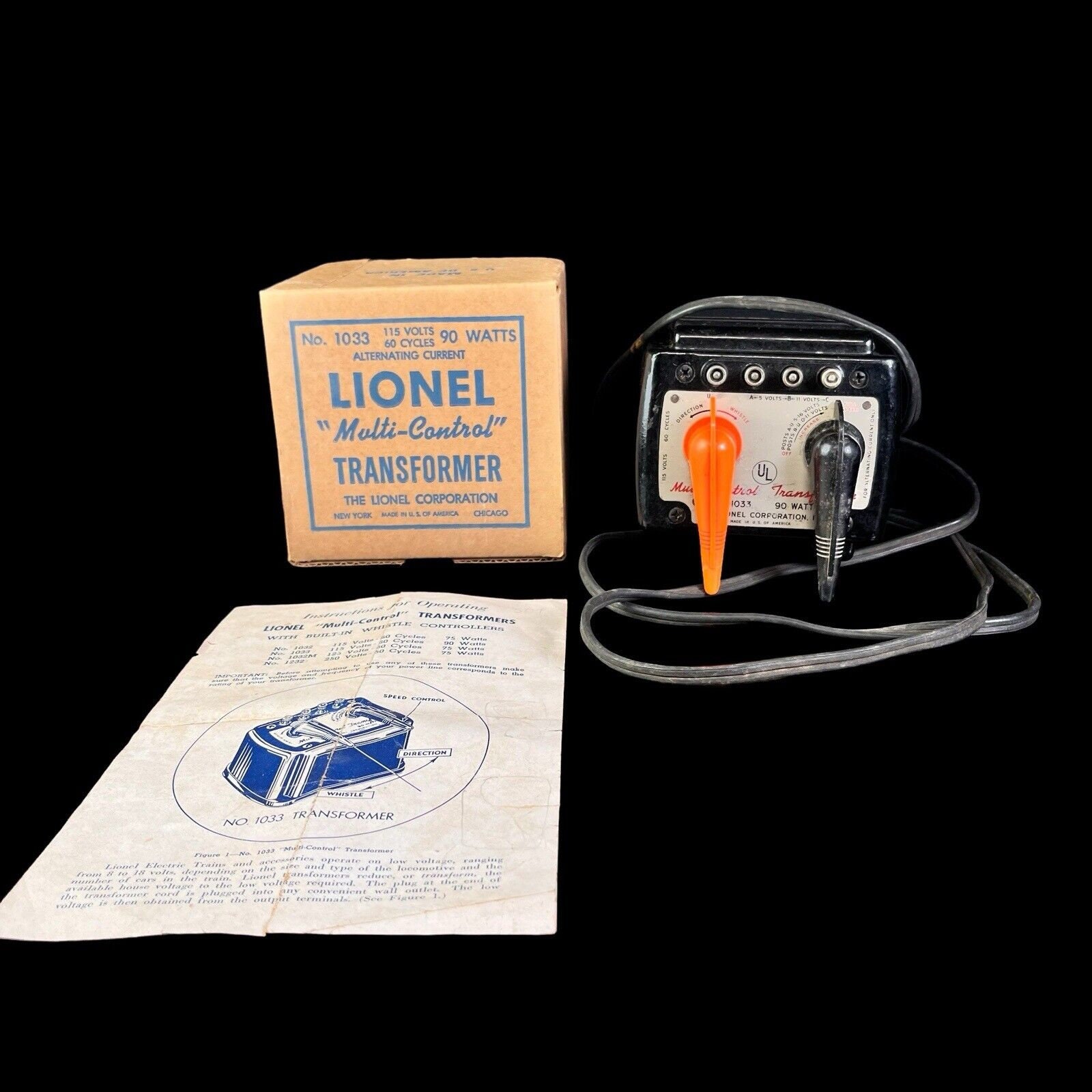 Nice Lionel Original Postwar 1033 Transformer 90 Watt Multi Control With Box Etsy
