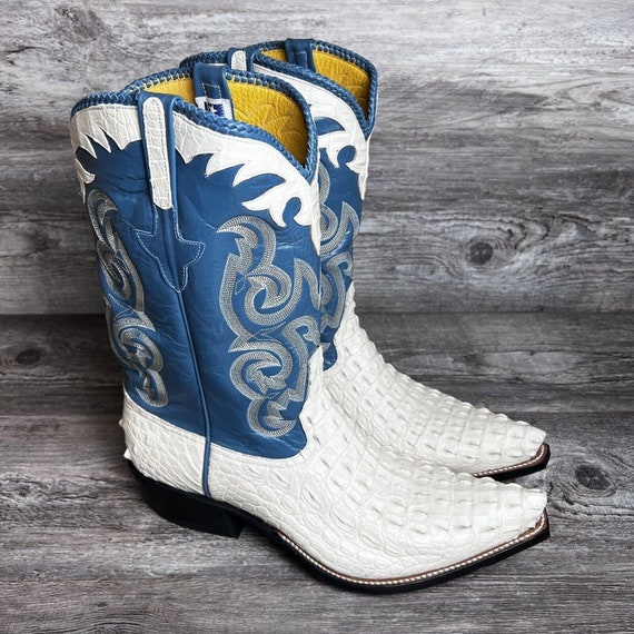 Blue and white cowboy boots new arrivals