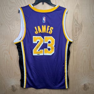 LeBron James Hand Signed Los Angeles Lakers Purple Jersey #23 Autograph COA HOLO