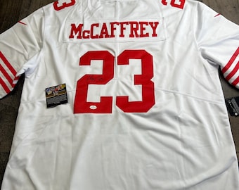 Koszulka z podpisem Christiana McCaffreya, certyfikat akredytacji San Francisco 49ers