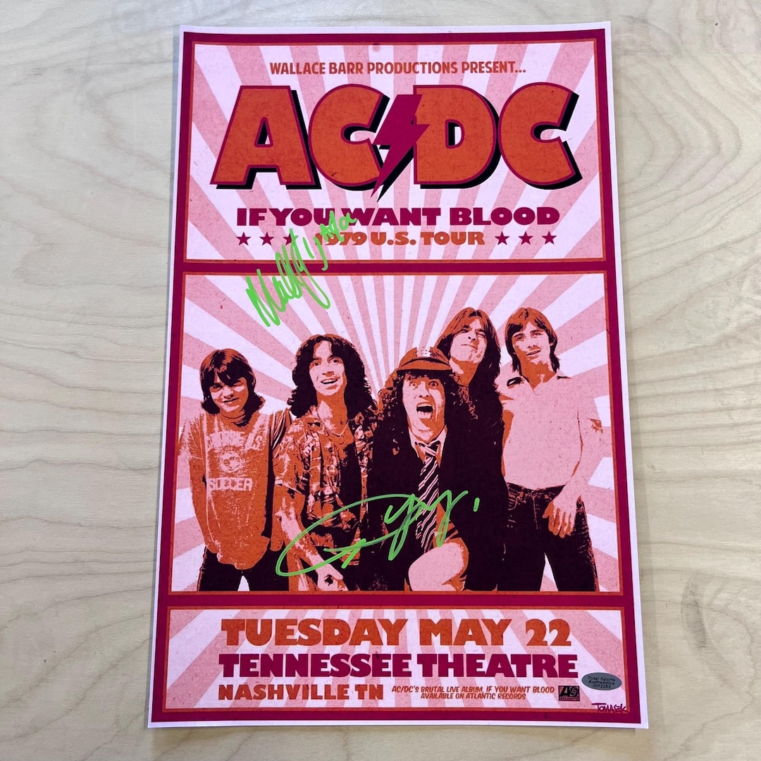 AC/DCの1979年ツアーポスター（サイン入り）「If You Want Blood