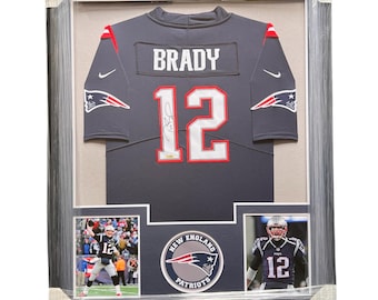 Tom Brady Signed Jersey Framed 34x42 New England Patriots #12 Autographed w/COA