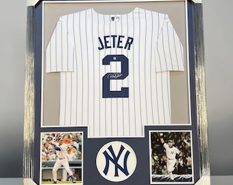 Derek Jeter Signed Autographed Yankees Jersey FRAMED W/ COA 34”x42” NY