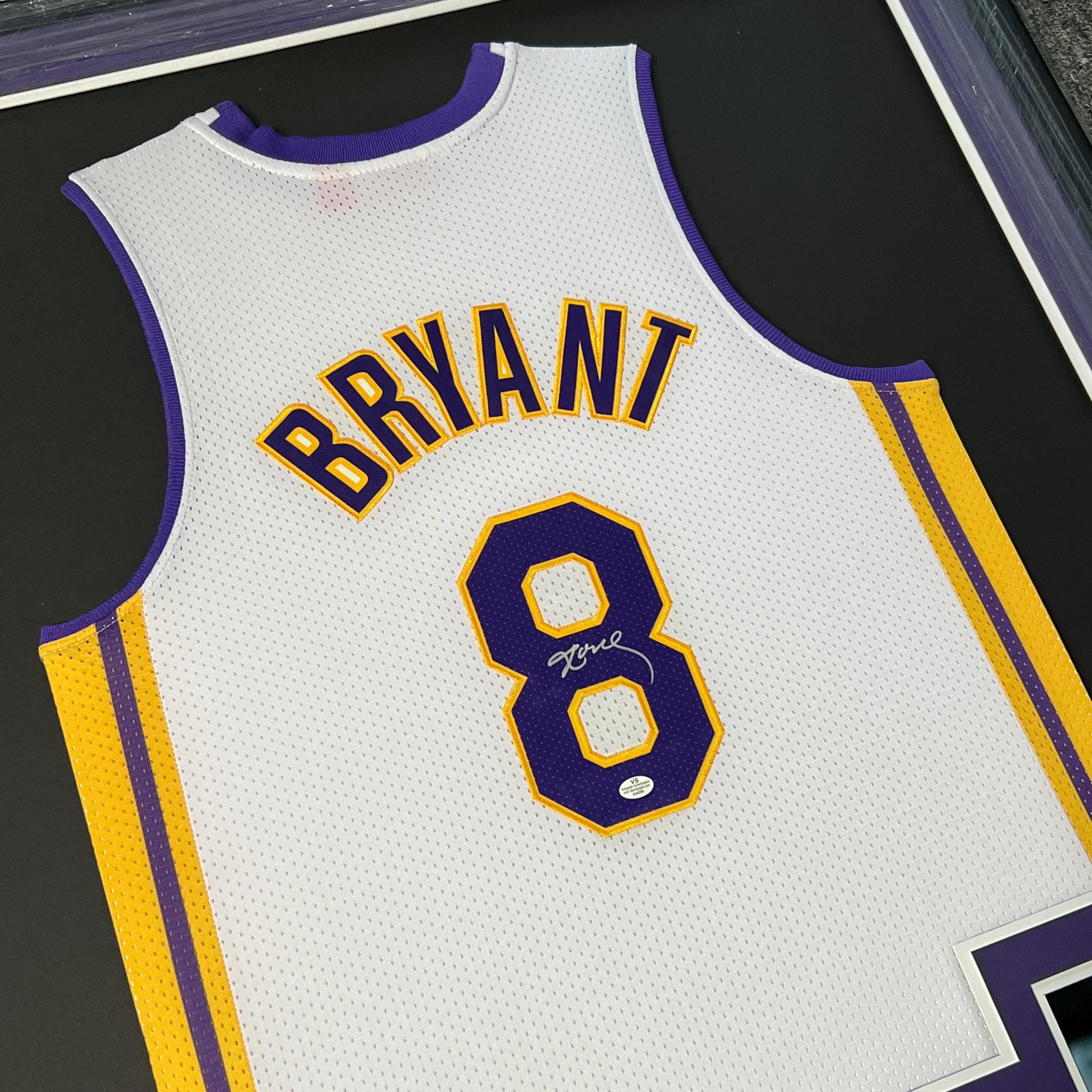 Signed Kobe Bryant #8 LA Lakers Jersey Autographed FRAMED COA 34