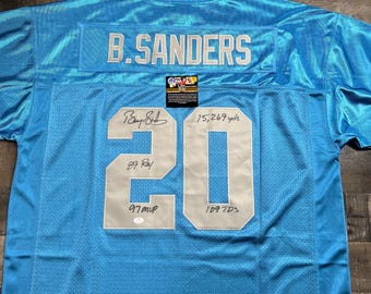 Barry Sanders Autographed Lions Jersey COA Signed Detroit Jersey