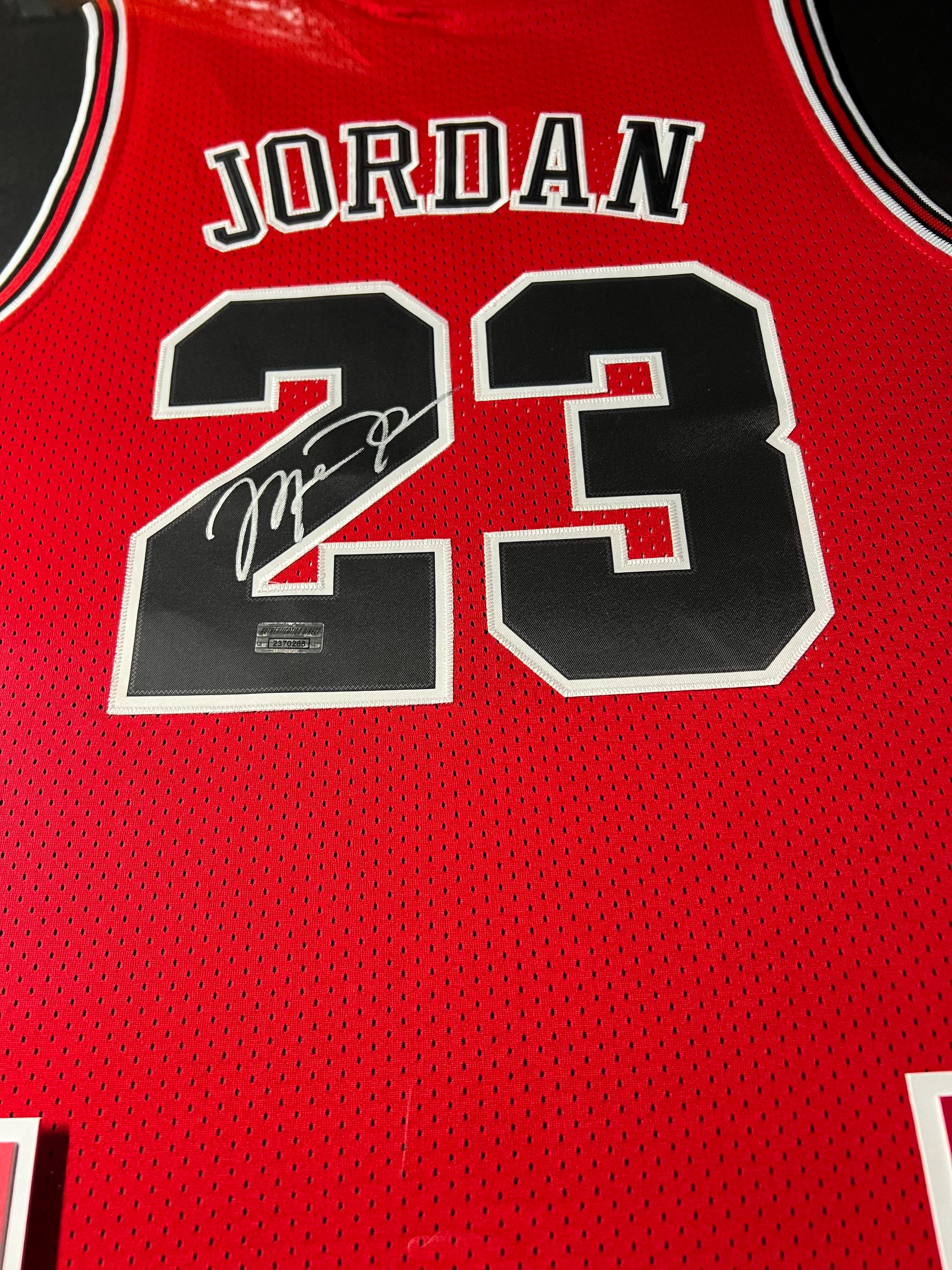Signed Michael Jordan Jersey Chicago Bulls Framed 34”x42