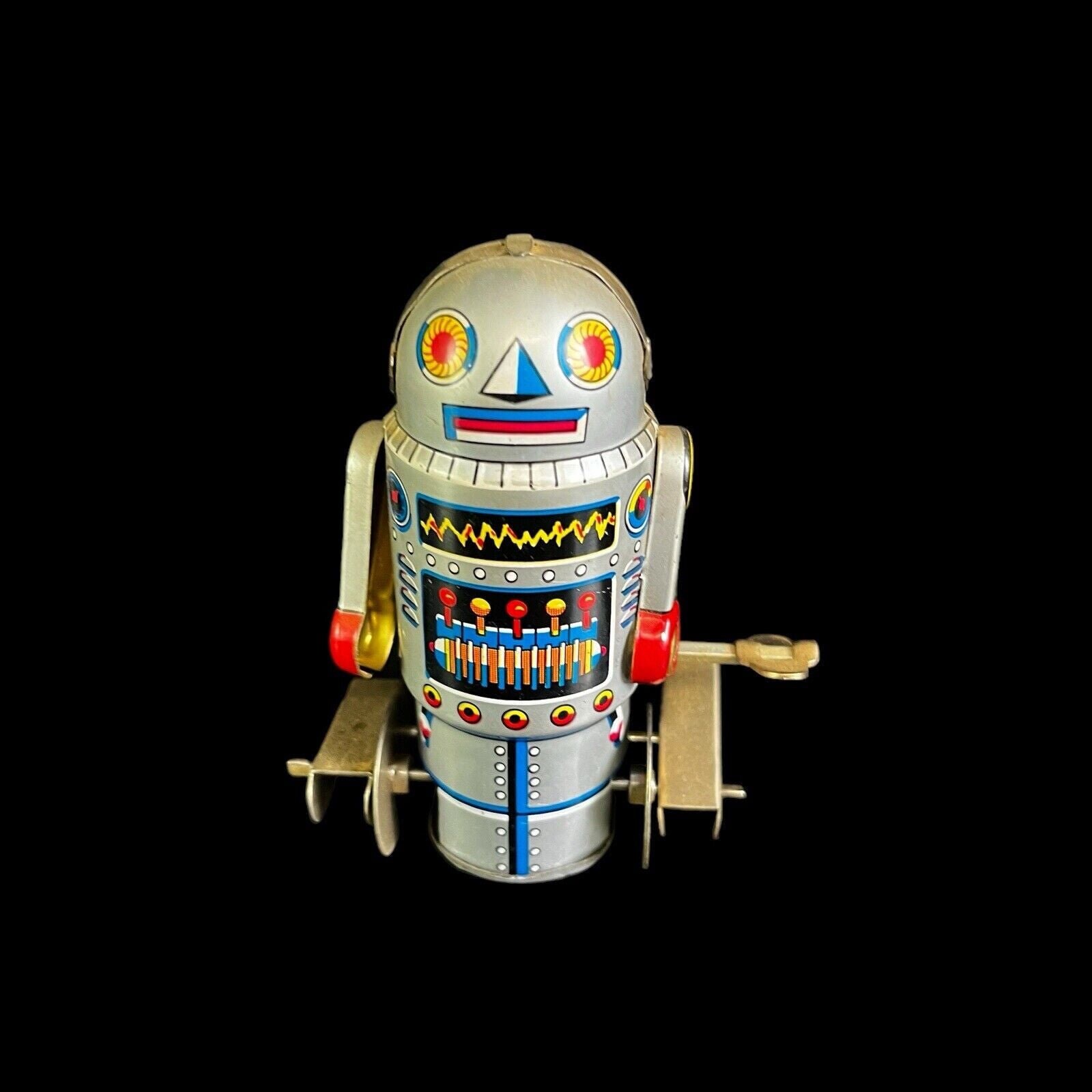 Vintage 70's Robot-7 Tin Mechanical Wind-up Walking Toy Vintage 70's Robot-7 Tin Mechanical Wind-up Walking Toy