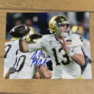Riley Leonard Hand Signed Autographed Photo COA 8x10 Notre Dame #13 NCAA Football