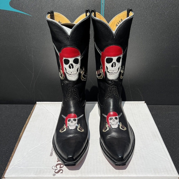 Rios Of Mercedes Skull Pirate Black Leather Cowbo… - image 1