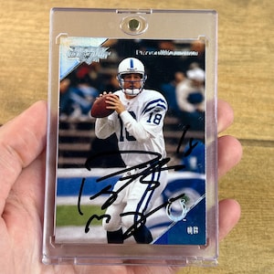 Cartão colecionável assinado à mão por Peyton Manning Indianapolis Colts #18 Auto COA