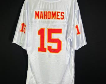 SIGNED Patrick Mahomes #15 Kansas City Chiefs White Football Jersey Hand-Signed w/ COA
