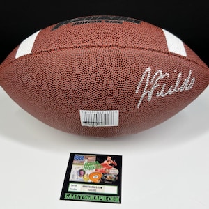 Bola de futebol americano nº 7 do New York Jets autografada por Justin Fields, tamanho júnior, com certificado de autenticidade HOLOGRAMA
