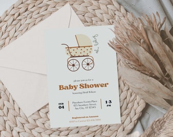 Neutral Boho Baby Shower Invitation Printable | Simple Neutral Baby shower invite Printable | Printable Baby Shower Invitations