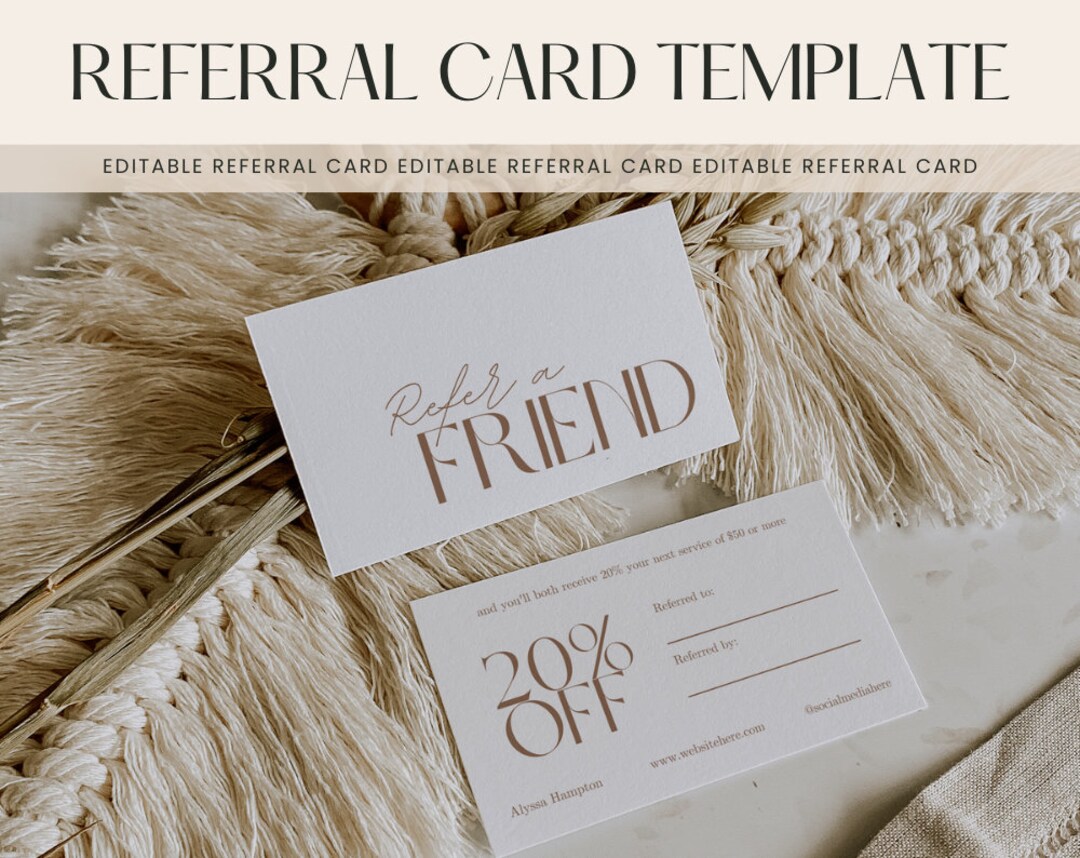 Editable Referral Card Template, Printable Refer a Friend Template ...