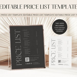 Price list template editable, Price list flyer, Price list salon, Price list canva template, Price list hair, Price list lash, 5x7 8x10