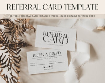 Editable Referral Card Template: Printable Refer a Friend (2x3.5) (Digital Download)