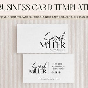 Business card template, Minimal business card Design, Canva business card, Realtor business card, Editable business card template