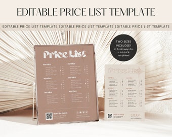 Editable Salon Price List Template: Canva Small Business Menu (5x7 & 8x10) (Digital Download)