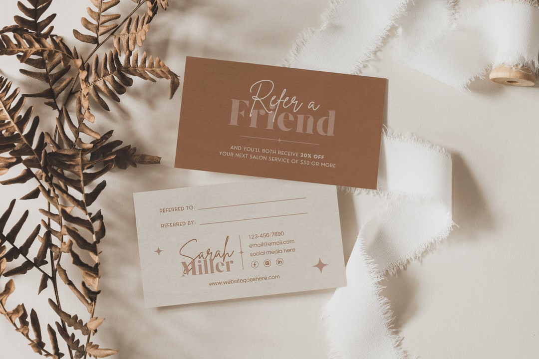 Salon Referral Card, Instant Download, Card Template, DIY Printable ...