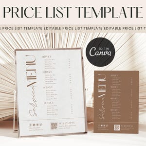 Preisliste Canva Vorlage - Service-Menü für Salons & Small Biz - Printable 8x10, 5x7