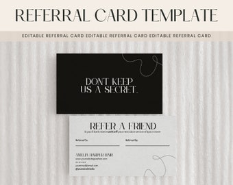 Editable Referral Card Template, Printable Refer a Friend template, Digital Download Discount Template, 2 x 3.5