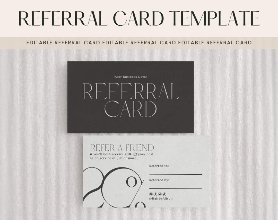 Editable Referral Card Template Printable Refer a Friend - Etsy