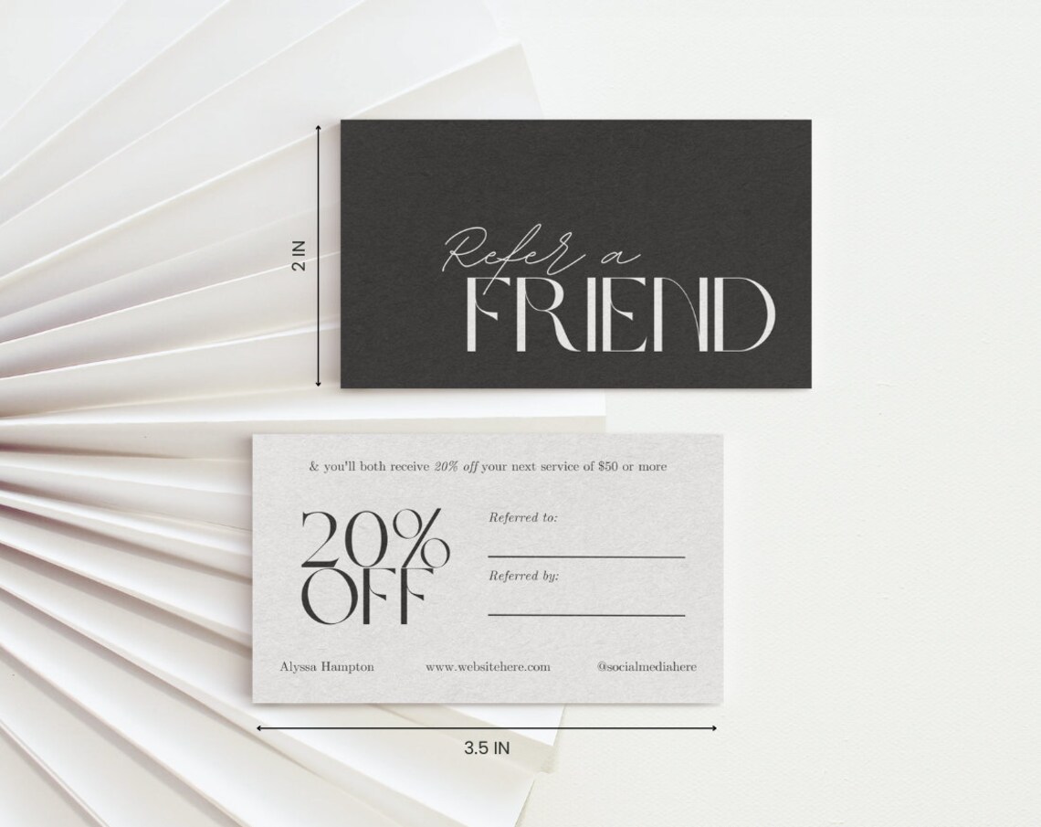Editable Referral Card Template, Printable Refer a Friend Card, Digital ...