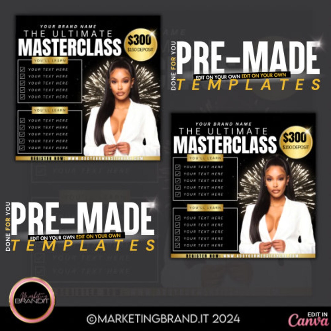 MASTERCLASS Template, Pre-made Design, Instgram Template, Marketing ...