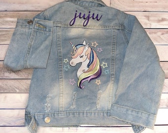 Embroidered Name Jacket,Embroidered Denim Jacket,Custom Denim Jacket,Personalized Jean Jacket,Kids Custom Jackets,Unicorn Jacket