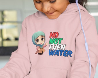 Grappig vasten shirt, Ramadan, zelfs geen water, Eid geschenk, Chibi stijl, Ramadan Mubarak T-shirt, islamitische shirts, Eid T-shirt, moslim kinderen hoodie