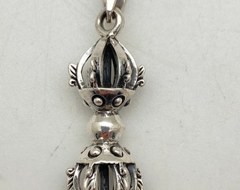 Vajra pendant,sterling silver,handcrafted,meditation,spiritual,Himalayan