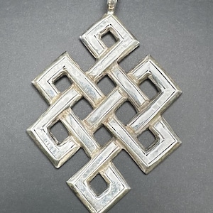 Large endless  knot pendant , Eternity knot,sterling silver,handcrafted,eight auspicious symbols,knot jewelry,infinity knot
