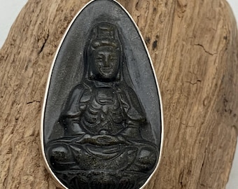 Handcrafted Sterling Silver Quan Yin Pendant: Nepalese God of Compassion
