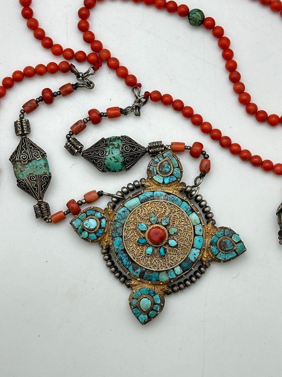 Tibetan antique necklace, Tibetan turquoise and co