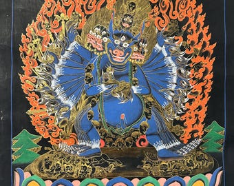 Yamantaka, Tibetan Thangka, master hand painted from nepal