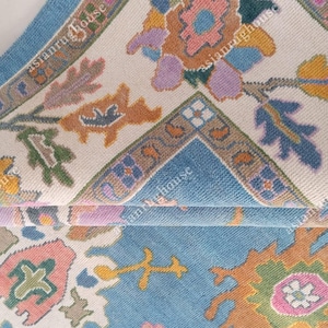 turquoise and beige Oushak Hand Knotted Rug 4x6, 5x8, 6x9, 8x10, 9x12, 10x14 ft Handmade Rugs for Living Room - Antique Contemporary rug