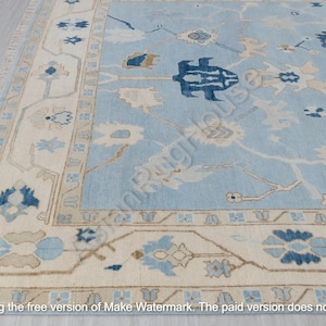 carolina blue Modern Oushak Hand Knotted Rug 4x6, 5x8, 6x9, 8x10, 9x12, 10x14 ft Handmade Rugs for Living Room, office - Antique Ethnic rug