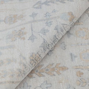 Soft Grey Pine Tree Of life Rug Modern Oushak Rug Premium Wool Hand Knotted .