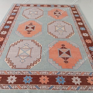 Rot und Rosa Oushak inspirierter Handgeknüpfter Teppich 4x6, 5x8, 6x9, 8x10, 9x12, 10 x 14 ft Handgefertigte Teppiche für Wohnzimmer - Antiker Zeitgenössischer Teppich