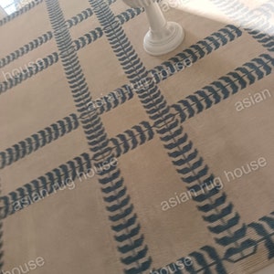 queen blue and beige Stunning Hand Knotted Blue Oushak Rug- 5x8 8x10 9x12 Area Wool Carpet with Floral Pattern for Home and Living