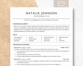 ATS Friendly Resume Template for Google Docs, Word & Pages, Resume and Cover Letter Template, Minimalist Professional Executive CV design