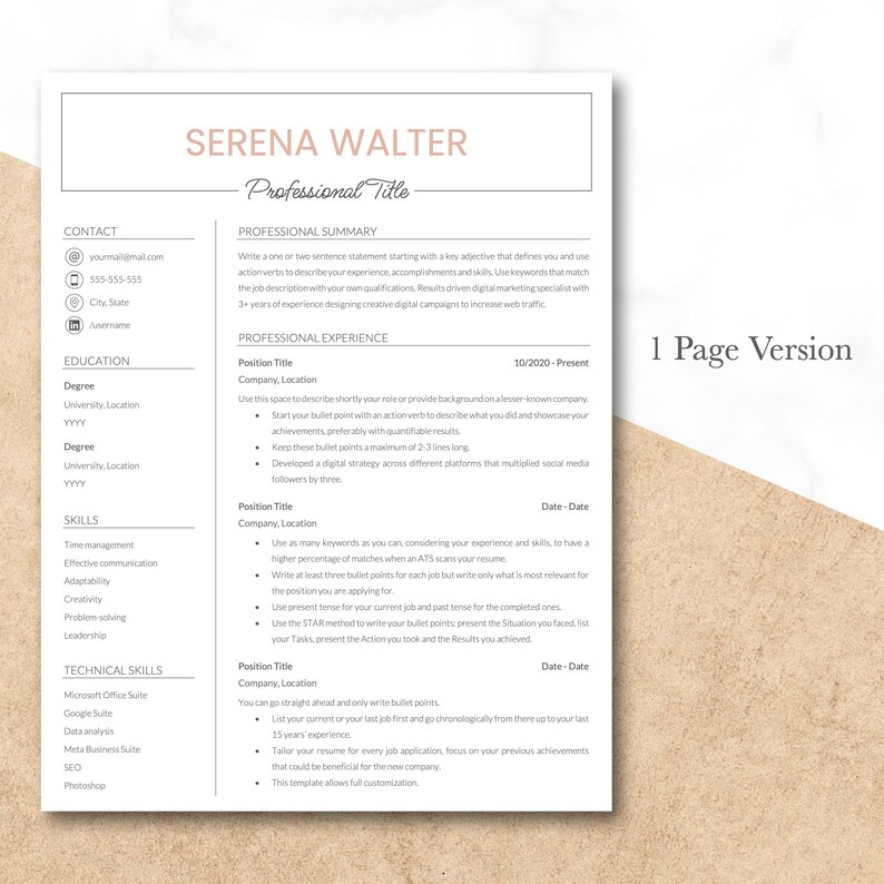 Minimalist Resume Template for Google Docs, Word & Pages, Resume and ...