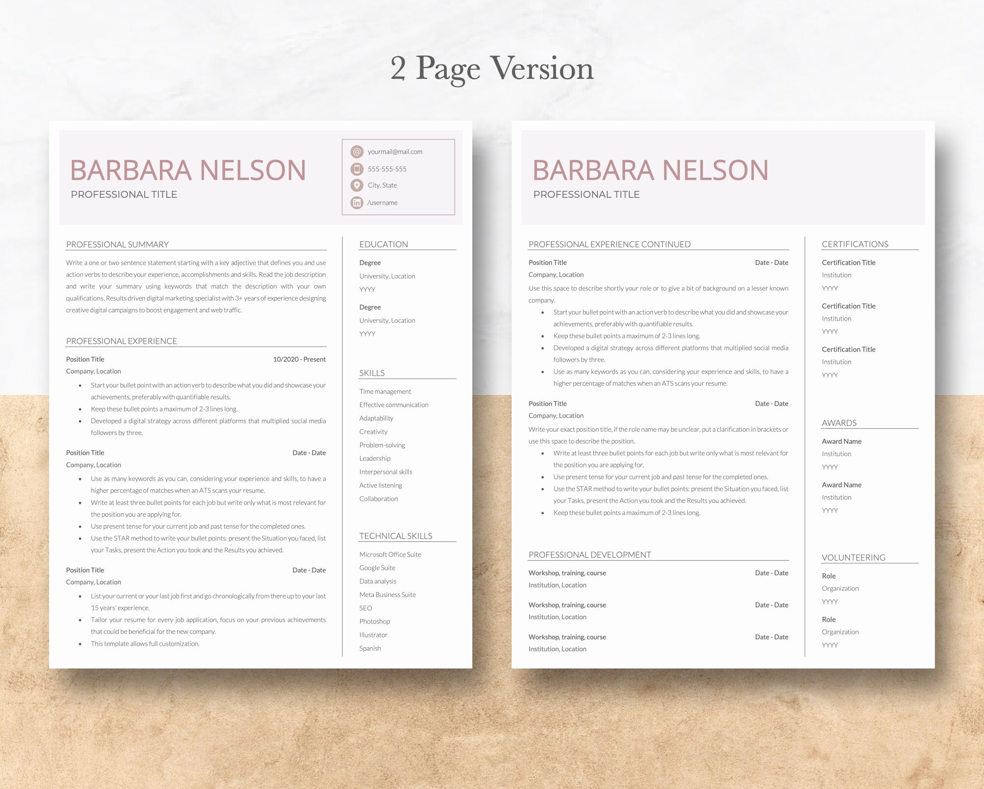 Minimalist Resume Template for Google Docs, Word & Pages, Resume and ...
